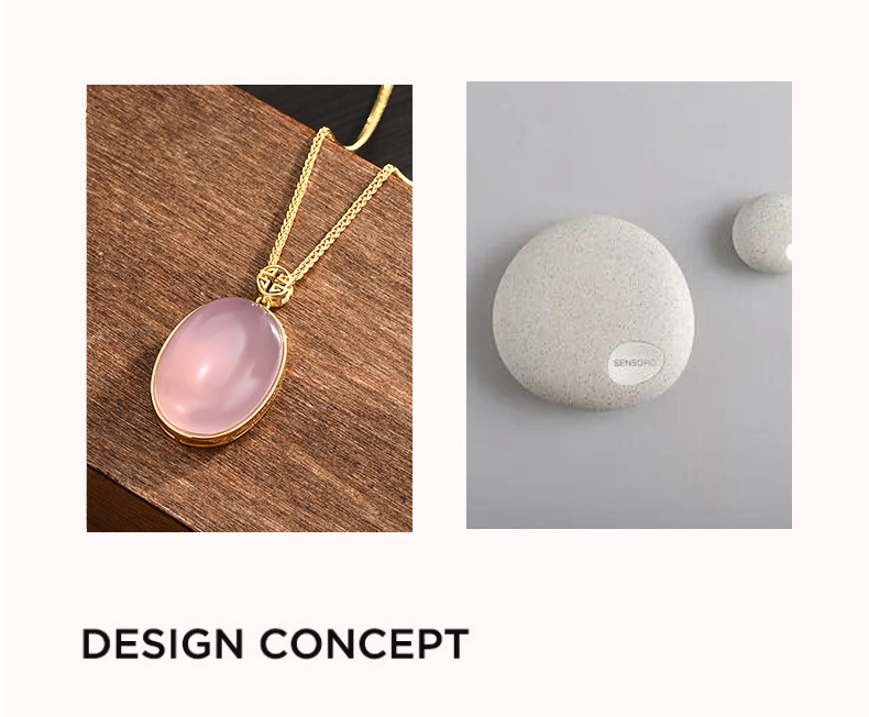 The all-body S925 silver natural pink chalcedony pendant necklace is a simple, oval, gentle and elegant pink collarbone chain gift for women pic 12