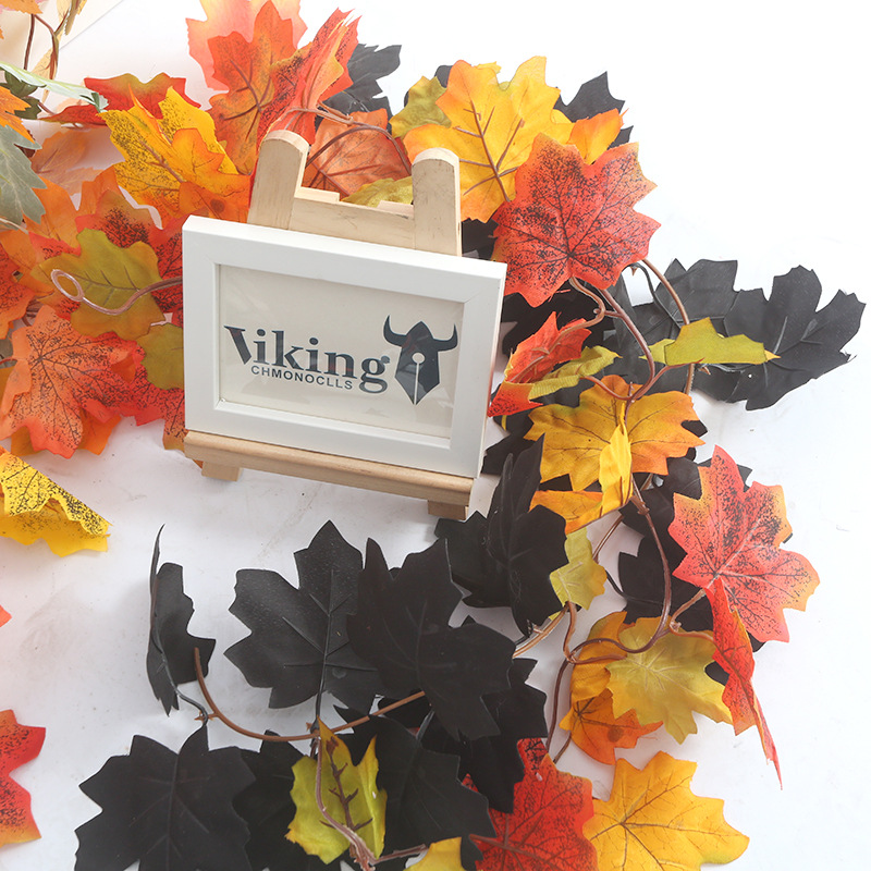 跨境丰收节仿真枫叶藤条万圣节摄影布景壁挂吊顶装饰批发仿真枫叶详情4