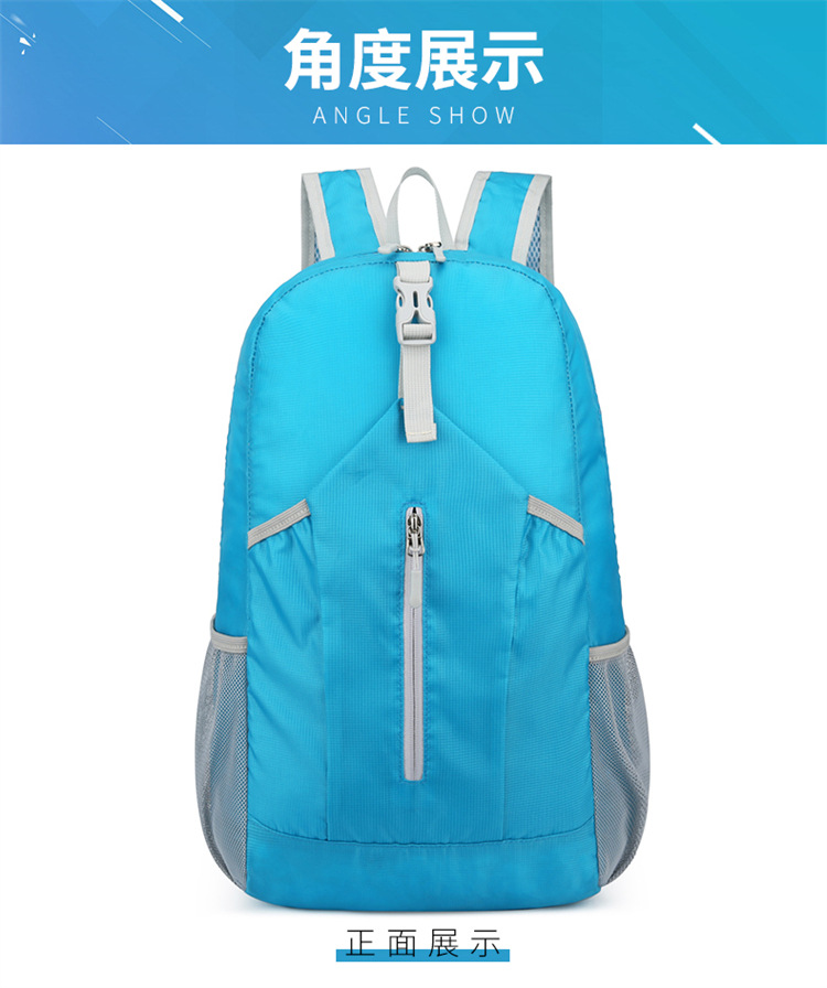 Wholesale of new cross-border outdoor folding bags with logo printing, hiking bags, water-resistant backpacks, and backpacks pic 27