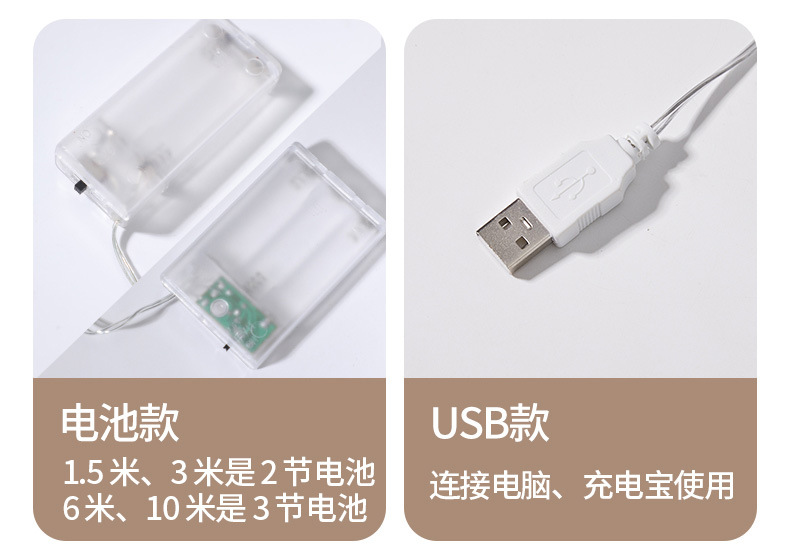 LED小彩灯串摆摊星星灯露营氛围灯串圣诞户外庭院节庆装饰灯电池详情1