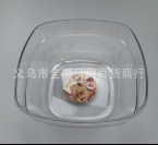 Transparent solid color square, round or oval salad bowl, household multi-functional soup bowl, plastic bowl, large dough kneading basin pic 1