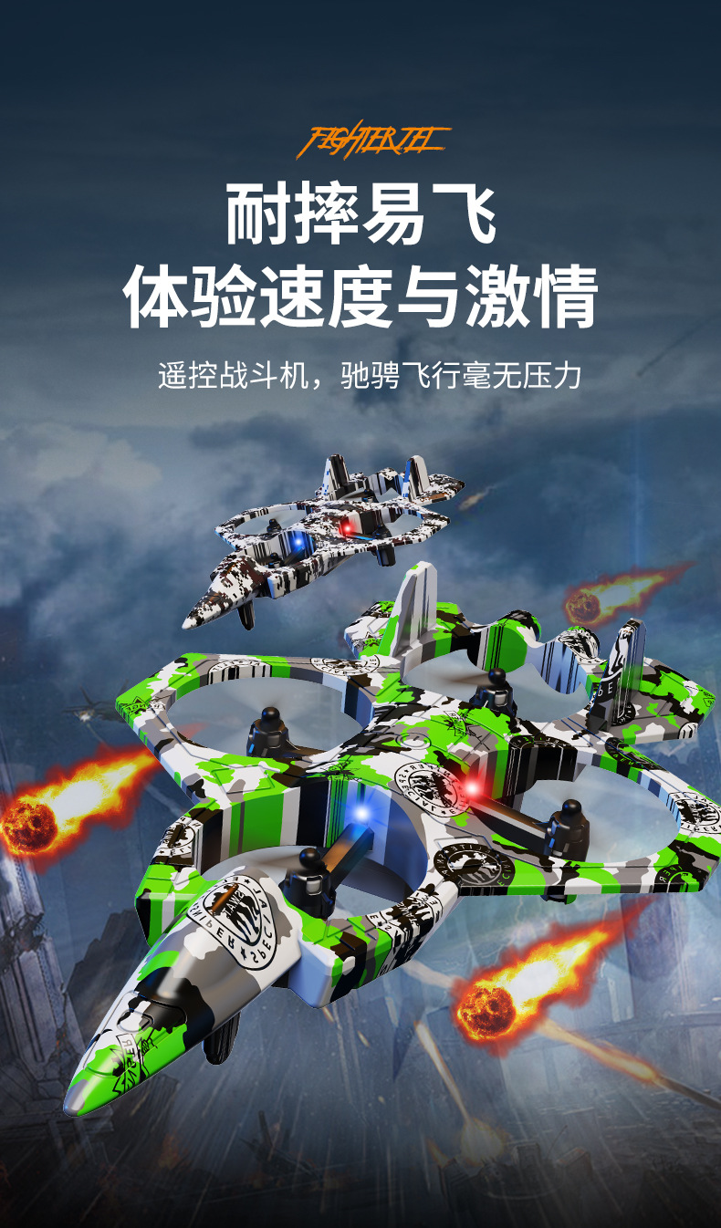 跨境战斗机四轴遥控飞机滑翔机定高翻滚悬停玩具无人机特技无人机详情1