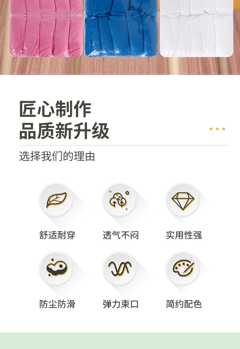 一次性鞋套加厚款脚套室内家用防滑耐磨防尘学生机房无纺布鞋套详情5