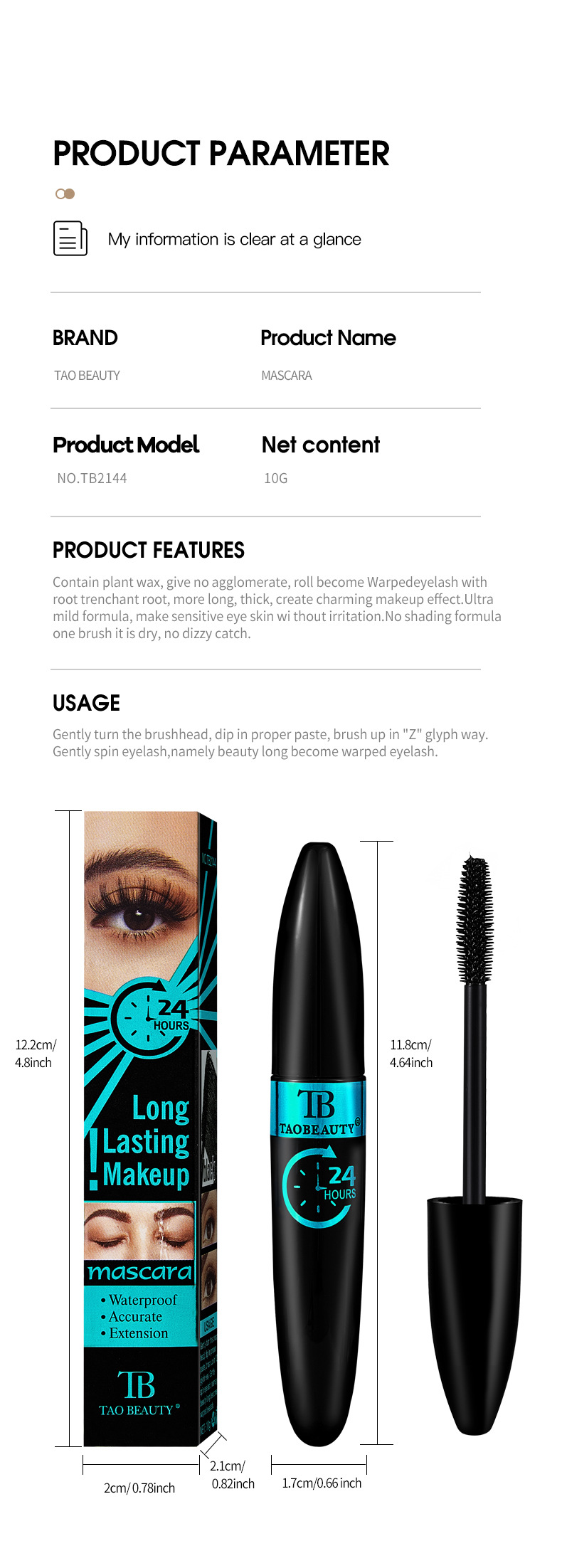 【 Cross-border Exclusive 】Tao Beauty Mascara Eyeliner Pen is waterproof, sweat-proof, long, thick, smooth and long-lasting pic 23