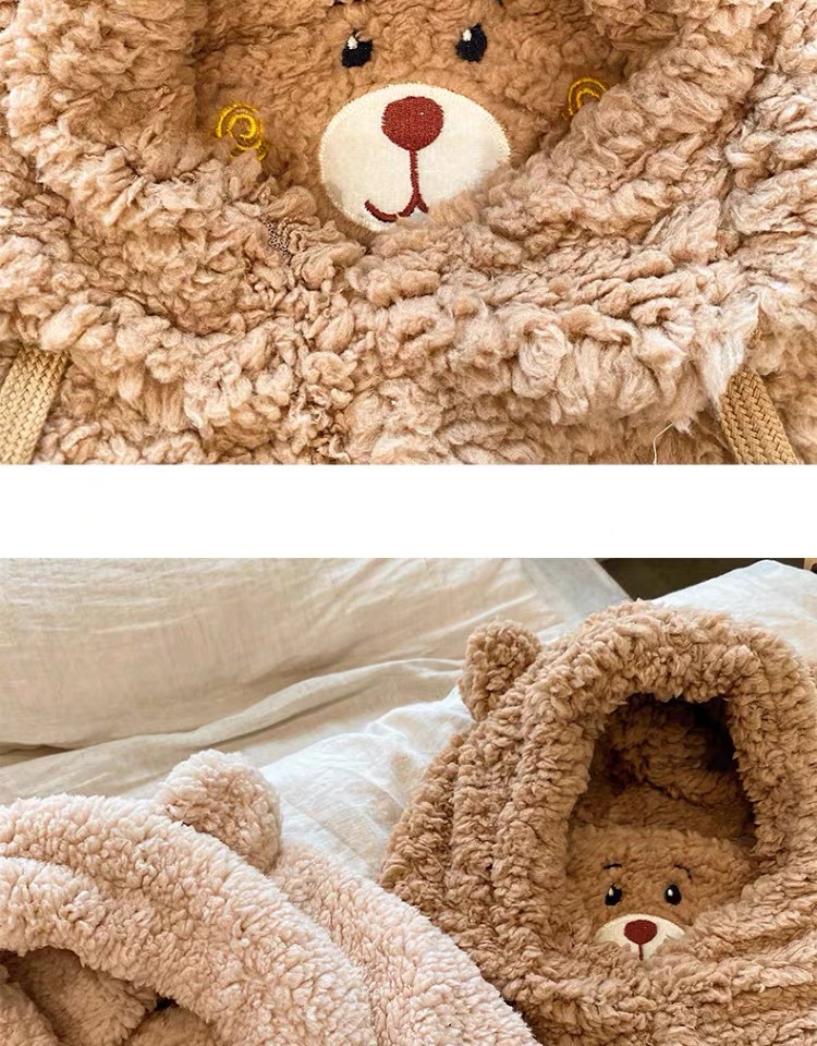 小熊帽口罩帽子围巾一体冬天女冬天骑车防寒保暖帽子女秋冬时尚帽详情14