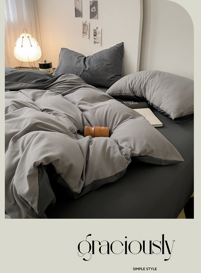 母婴级A类正品床上四件套ins裸睡纯水洗棉床单被套被罩宿舍三件套详情3