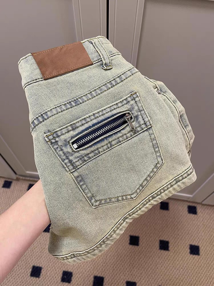 美式复古辣妹牛仔短裤女夏季薄款高腰弹力显瘦包臀a字超短热裤子详情2