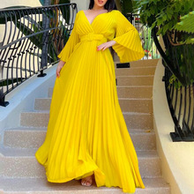 C8612 European and American plus-size 2026 new fashion solid color round-neck Tonle OL hip-hugging African dress pic 3