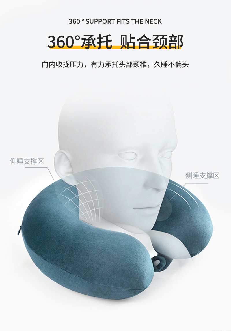 新款PP棉纯色u型枕头枕办公室午睡靠枕旅行U形护颈椎脖子枕头批发详情7