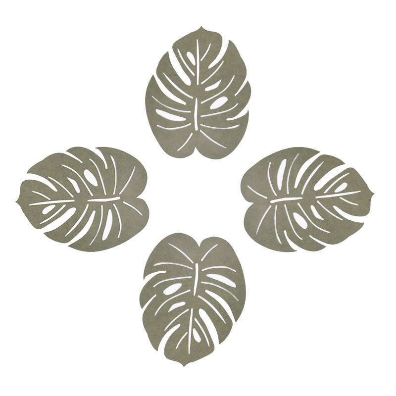 亚马逊热销款仿真龟背叶餐垫树叶家居装饰镂空隔热垫双面颜色桌垫详情13