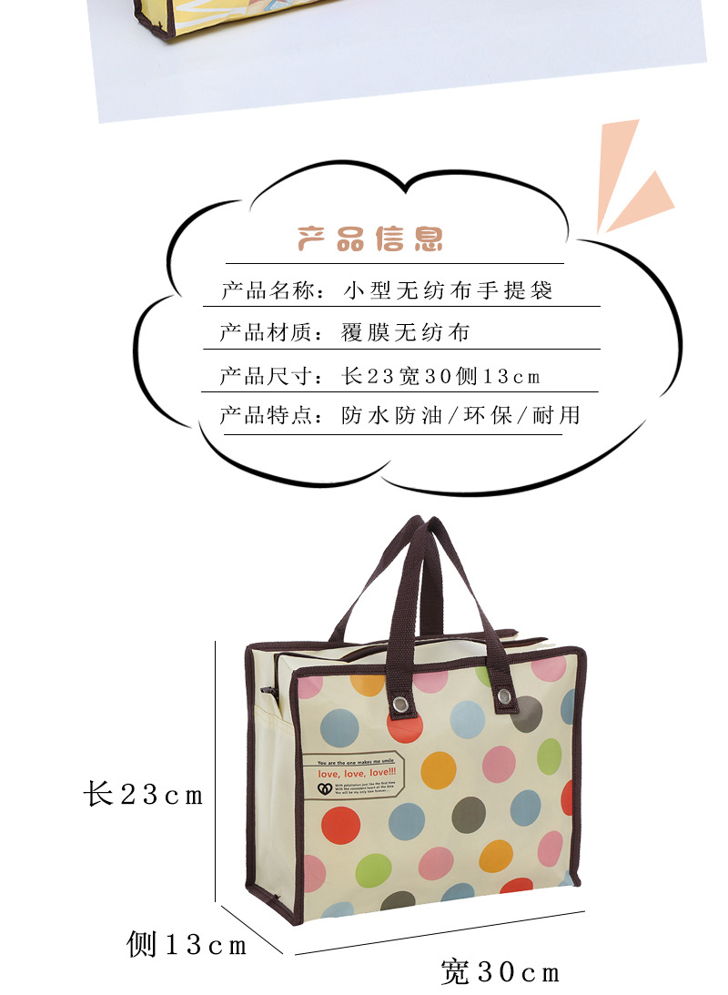 厂家直供PP无纺布袋 创意家居用品手提便当袋 化妆品收纳袋中号环保耐用详情11