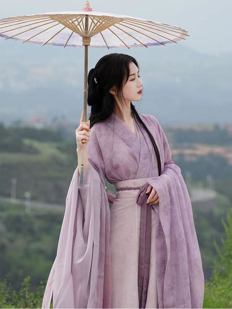 国潮半夏正品魏晋风成人汉服女学生印花交领广袖中国风八破裙古装日常详情3