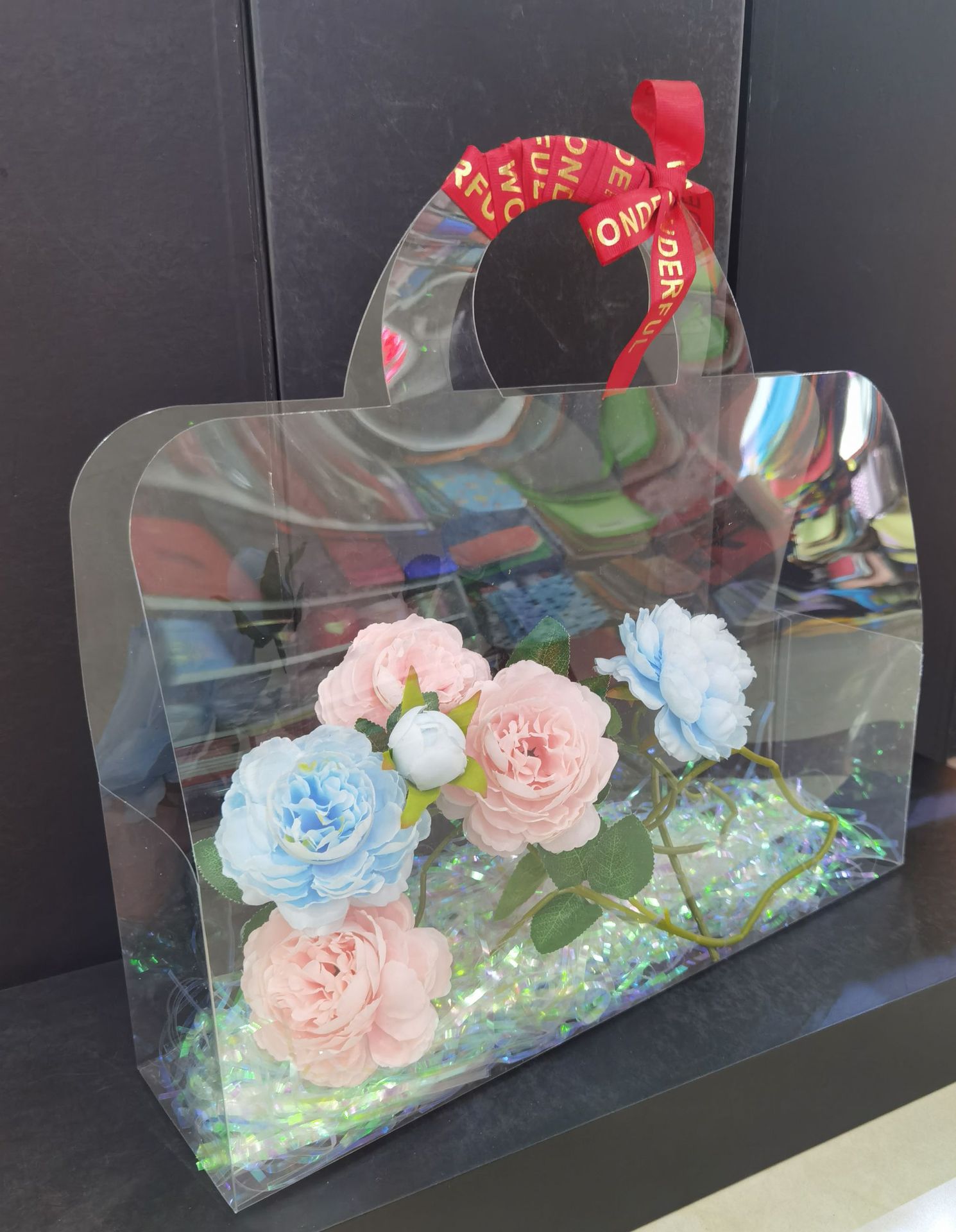 鲜花手提袋高清透明 花束礼品袋 伴手礼花盒 鲜花包装花束手提袋 精美花盒礼品袋详情6