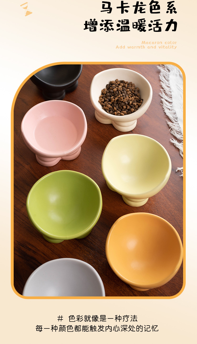 Pet colored ceramic bowls, pet feeding bowls, pet supplies, pet automatic water dispensers, dog bowls, pet feeders, pet tableware, pet feeding supplies, durable and easy to clean pic 4