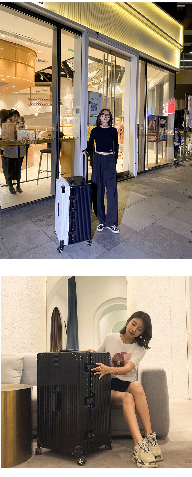 加厚大容量行李箱100寸铝框大号旅行箱女学生密码拉杆箱厂家直销详情4