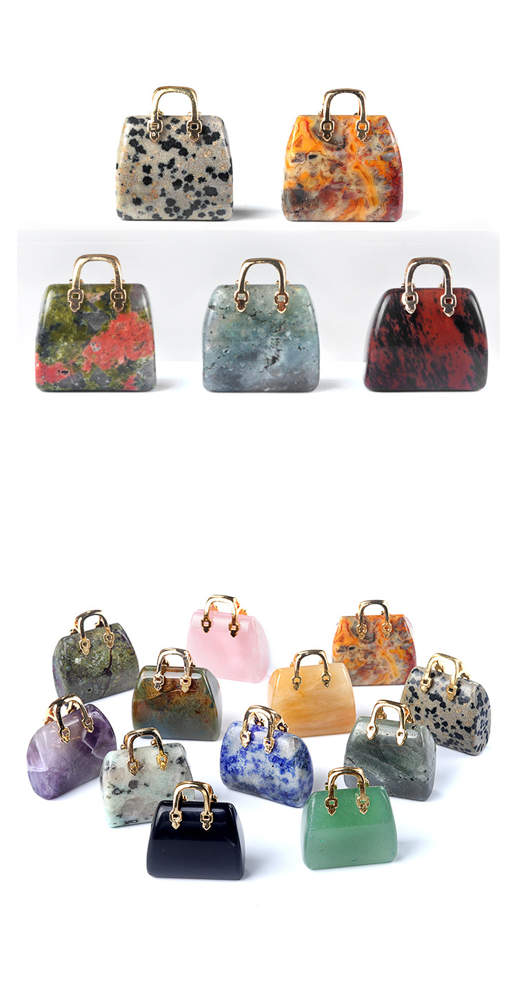 1710-天然水晶石头迷你手提包包紫水晶吊坠ins风粉晶装饰创意批发详情8