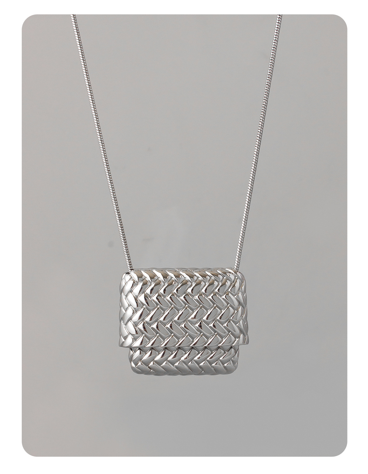 编织包包长款项链 HABI同款中古配饰时髦银色编织包包吊坠毛衣链详情6