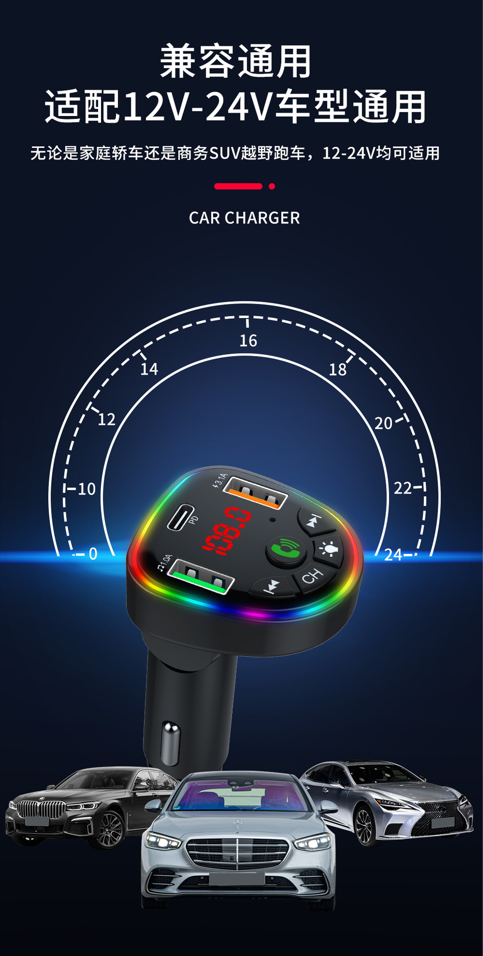 Crossover al por mayor serie P atmósfera luz estilo coche mp3 reproductor nuevo coche MP3 receptor bluetooth pic 6