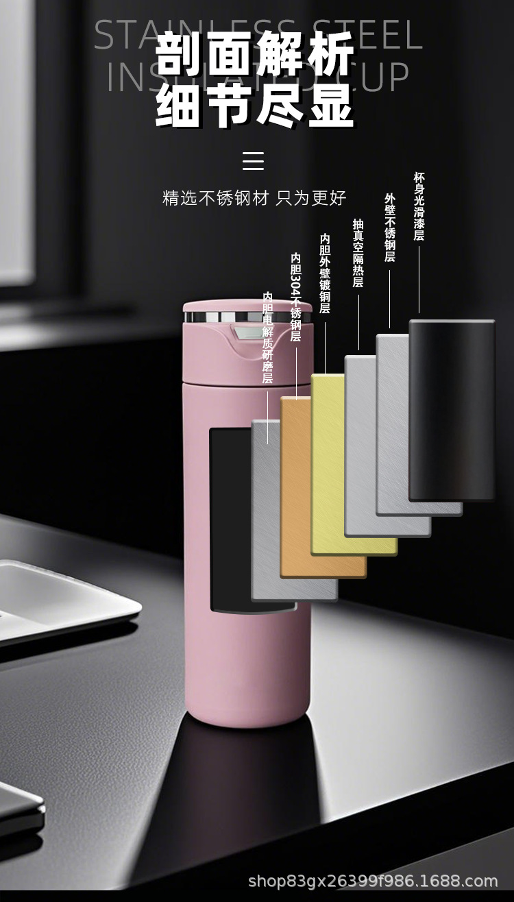 翻盖直饮咖啡杯304不锈钢保温杯办公学生户外运动直身杯详情6