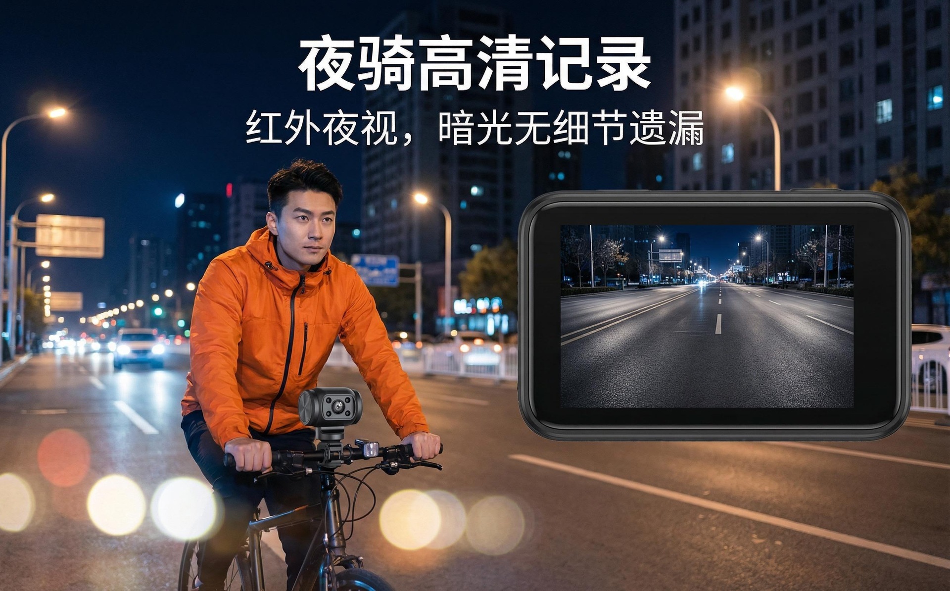 Handheld action camera with screen, cycling commuting recorder, night vision, campus portable vlog high-definition camera pic 2