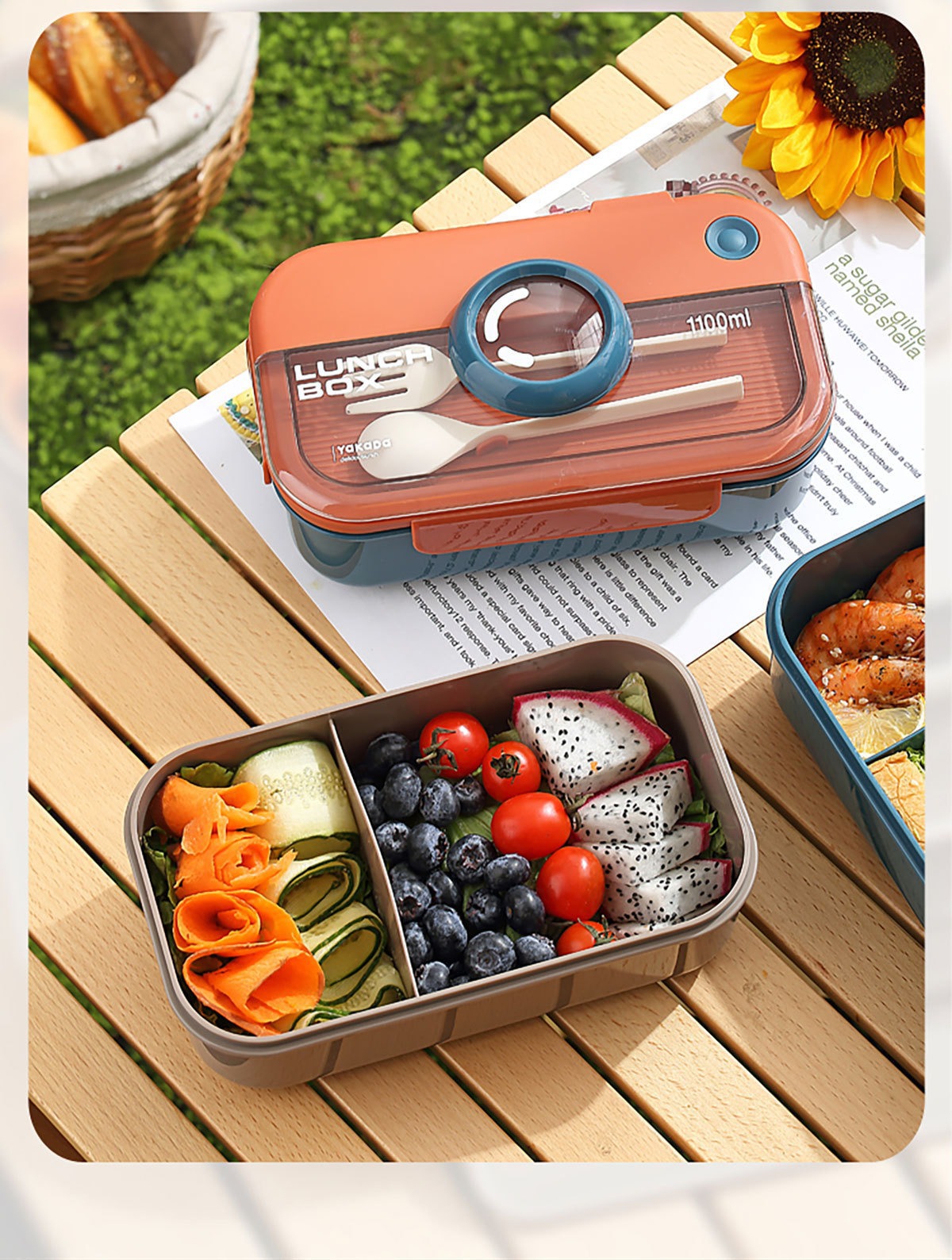 Microwave-heated lunch boxes, bento boxes with tableware, fat-reducing meals, student lunch boxes, fresh-keeping bowls, food-grade food pic 4