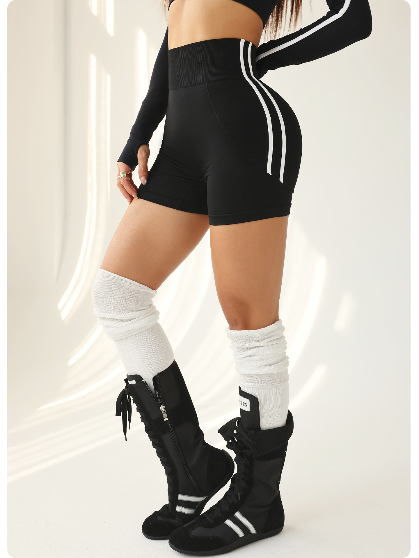 跨境爆款高弹健身训练瑜伽裤骑行速干运动瑜伽高腰短裤详情12