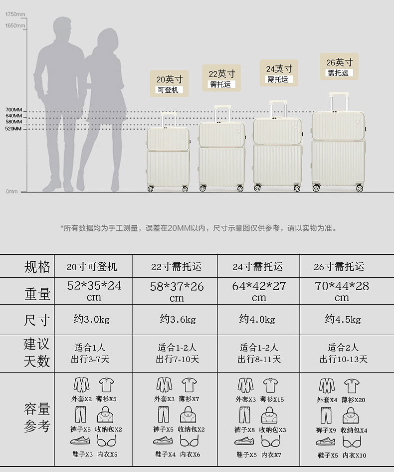 旅行箱商务前开口小兜20拉杆箱万向轮24女男学生登机密码箱子详情14