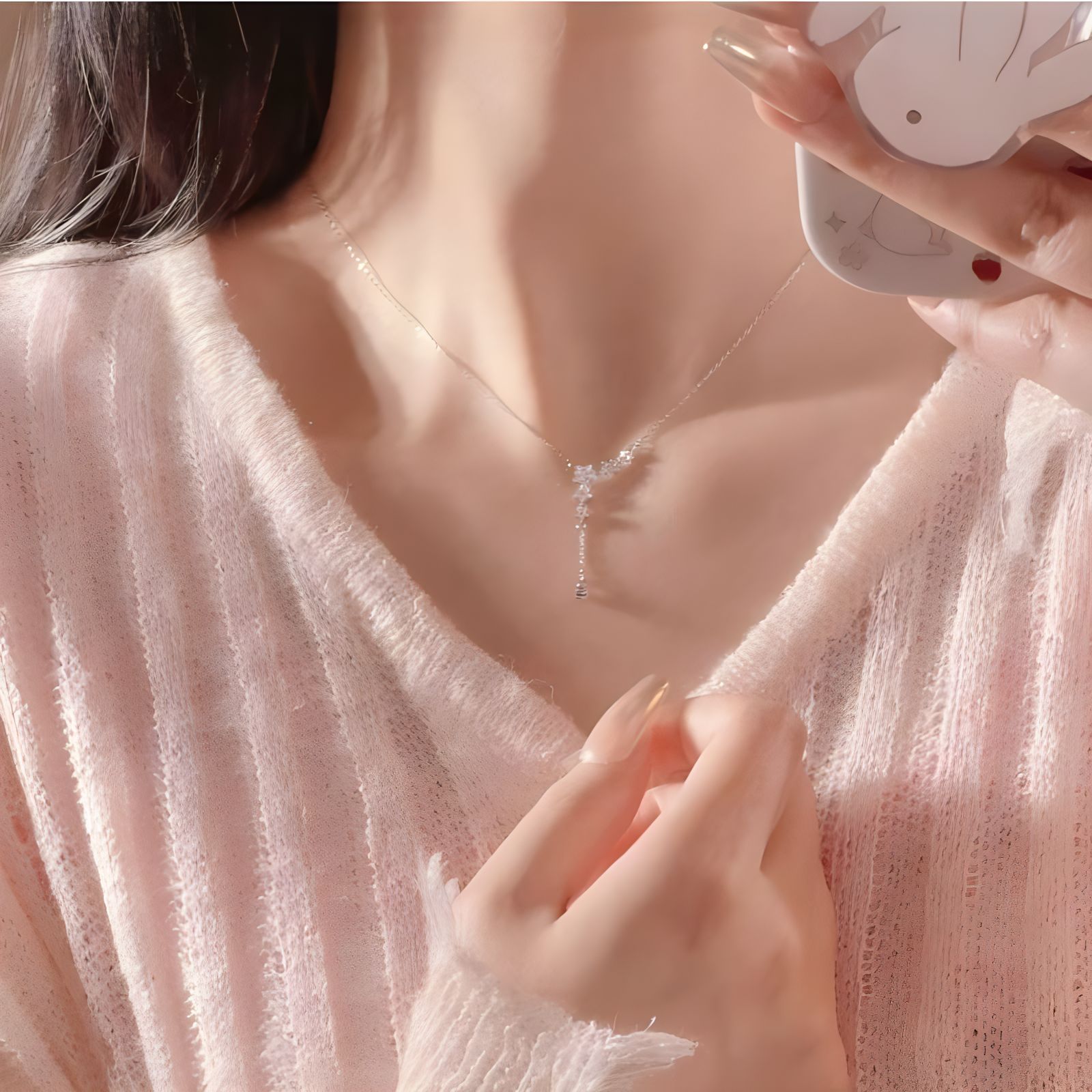 银贝S925纯银满天星项链女气质设计锁骨链流星雨颈链饰品轻奢风详情5