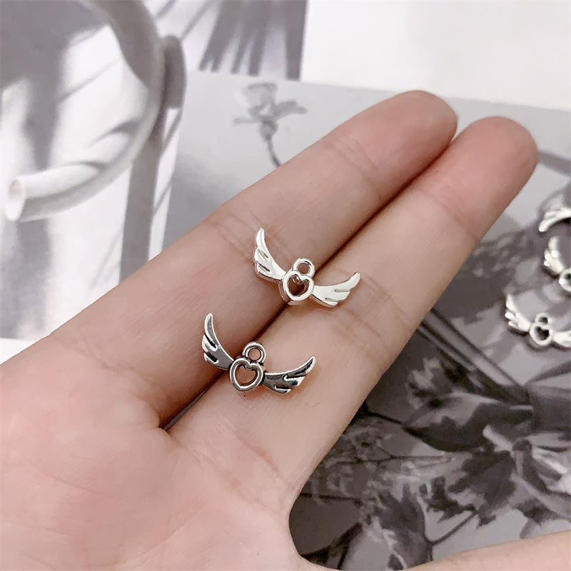 DIY zinc alloy jewelry accessories, heart-shaped wing pendants, simple style necklaces, bracelets, beaded tassels, pendant jewelry accessories pic 6