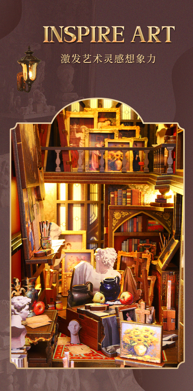 Jiate DIY Bookstand, Wonderful Art Studio diy Bookstand Assembly Bookstand, diy House 3D Bookstand, Handmade Model Book pic 4