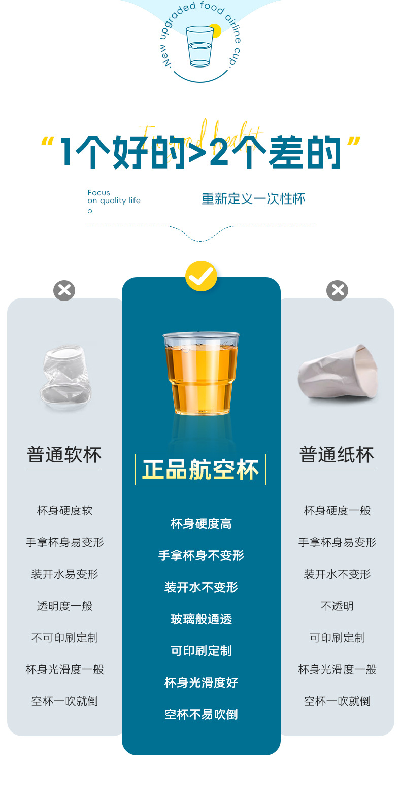 一次性杯子硬塑硬杯加厚航空杯子批发太空杯茶杯塑料水杯一件起批详情4