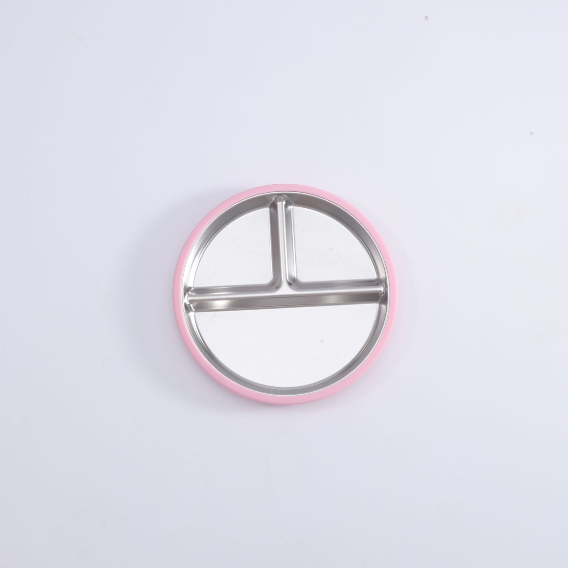 跨境硅胶包不锈钢儿童分格餐盘 三格防摔分餐盘 辅食喂养餐具 安全健康易清洗详情13