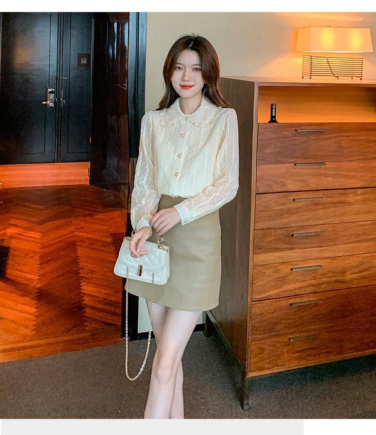 洋气蕾丝雪纺衫女长袖2025秋冬新款加绒加厚打底衫木耳边翻领衬衫详情16