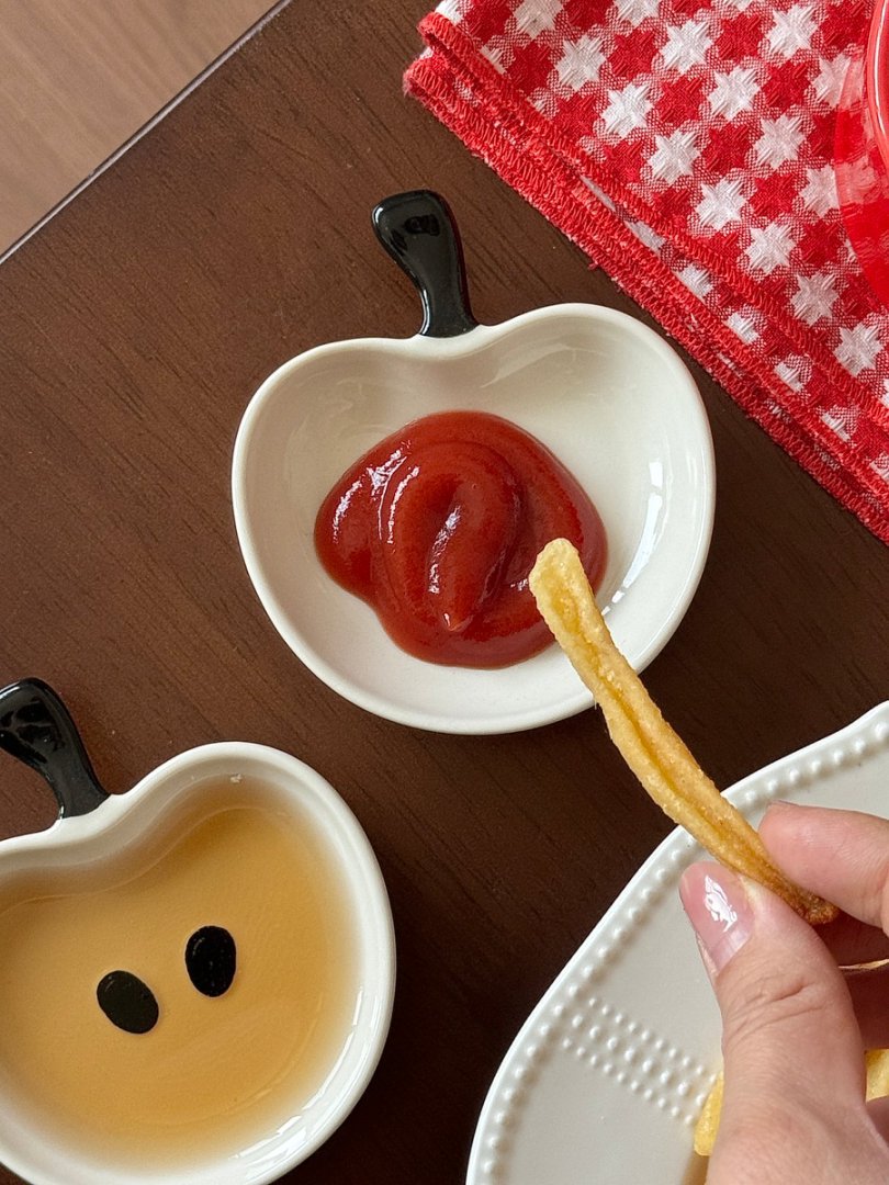 可爱苹果调味碟创意陶瓷卡通火锅蘸料碟高颜值精致厨房醋碟蘸酱碟详情8