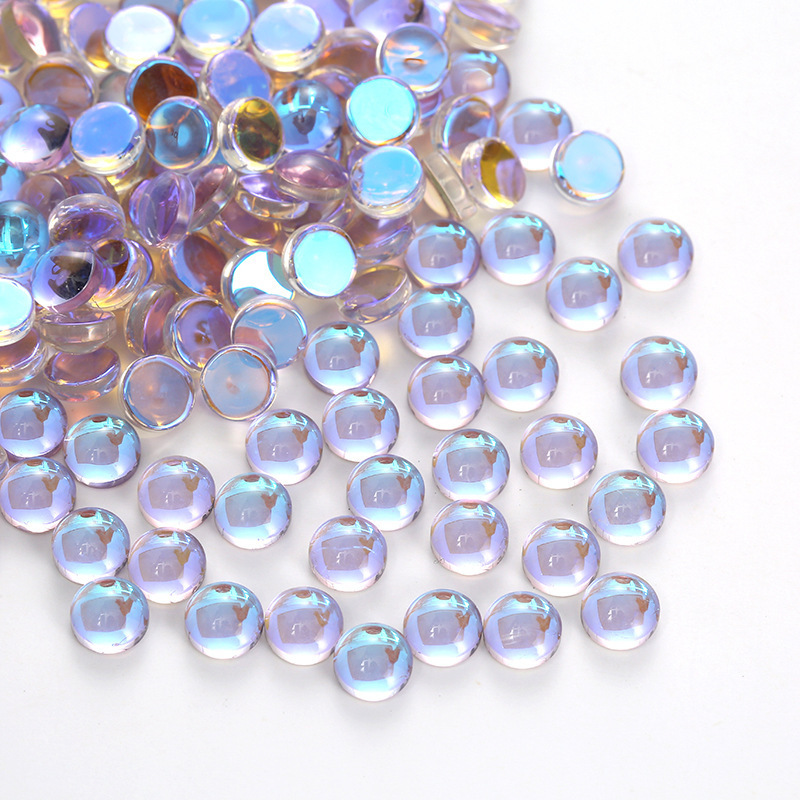 人鱼珠透明幻彩美甲钻圆形平底烫钻水晶玻璃美甲饰品摩卡钻水钻详情2