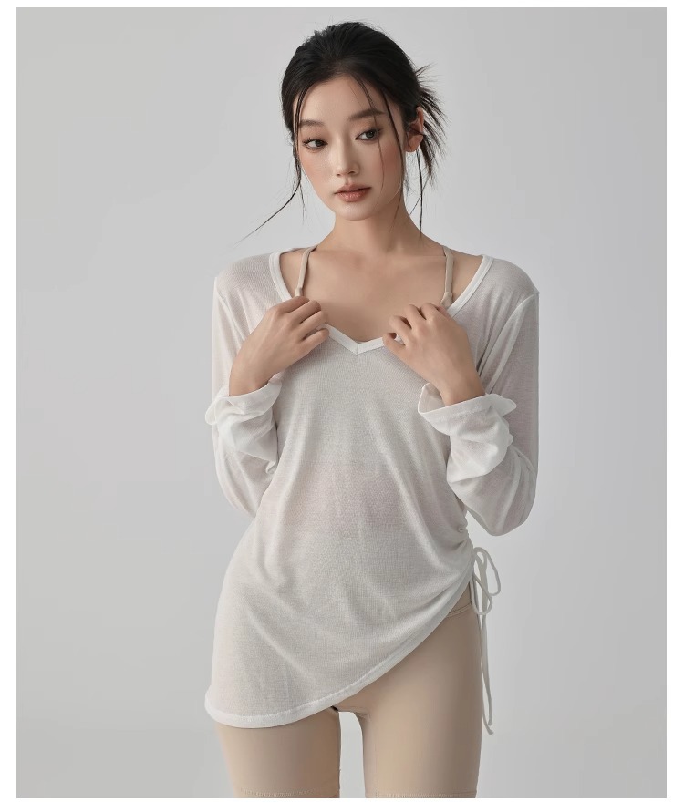 Summer yoga sun protection blouse for women, a laid-back style that slimming the figure, a thin and loose fitness yoga wear for women, short-sleeved T-shirt pic 16