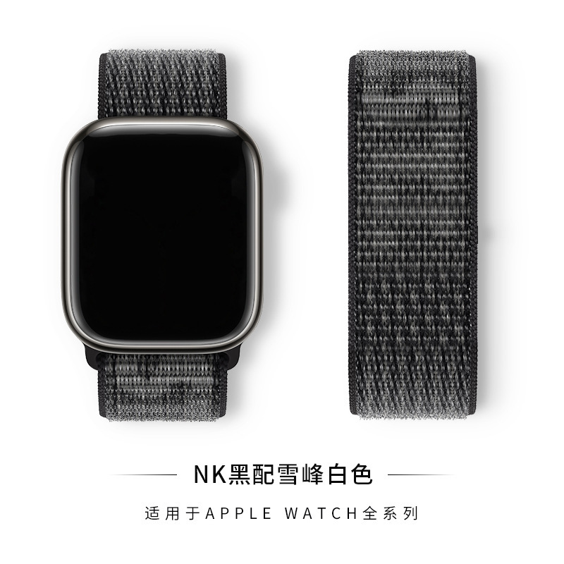 适用苹果尼龙回环表带iwatchS10编织魔术贴apple watcsS9手表表带详情6