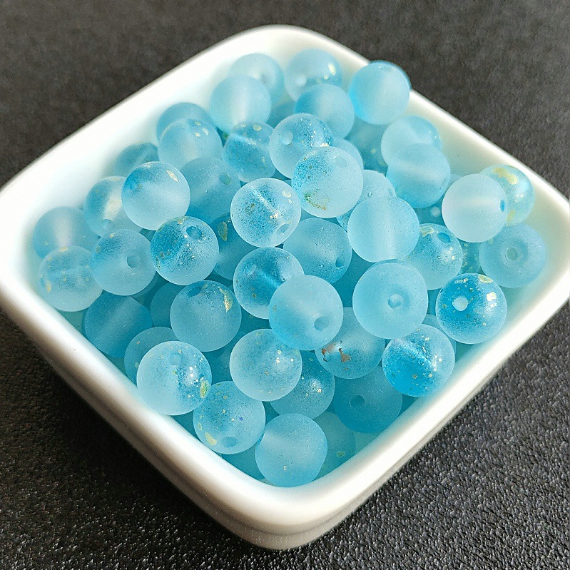 8/10mm直孔洒金磨砂圆珠手工编制手串手链项链琉璃珠子古风配件详情8