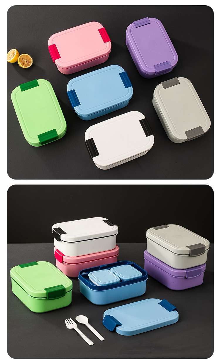 琪加跨境欧洲双层大容量便当盒学生成人上班族分格便携微波炉饭盒详情9