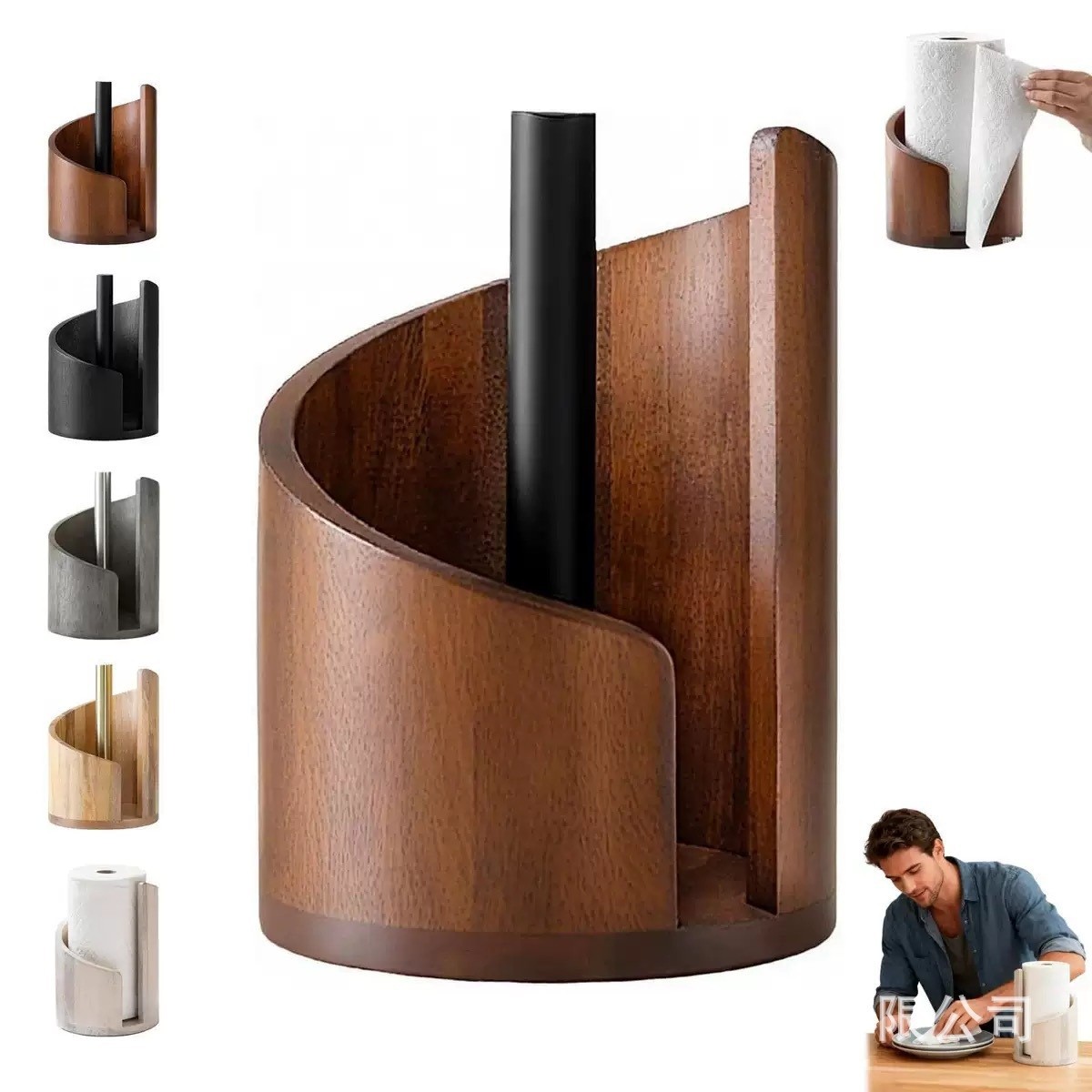 Cross-border new products: Wooden kitchen toilet paper roll rack, solid wood desktop tissue paper rack, toilet paper storage rack, home and office decoration pic 5