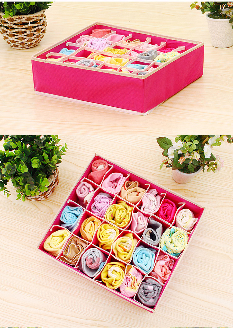 四件套网格内衣收纳盒袜子内裤神器寝室抽屉式储物箱整理箱家用详情13