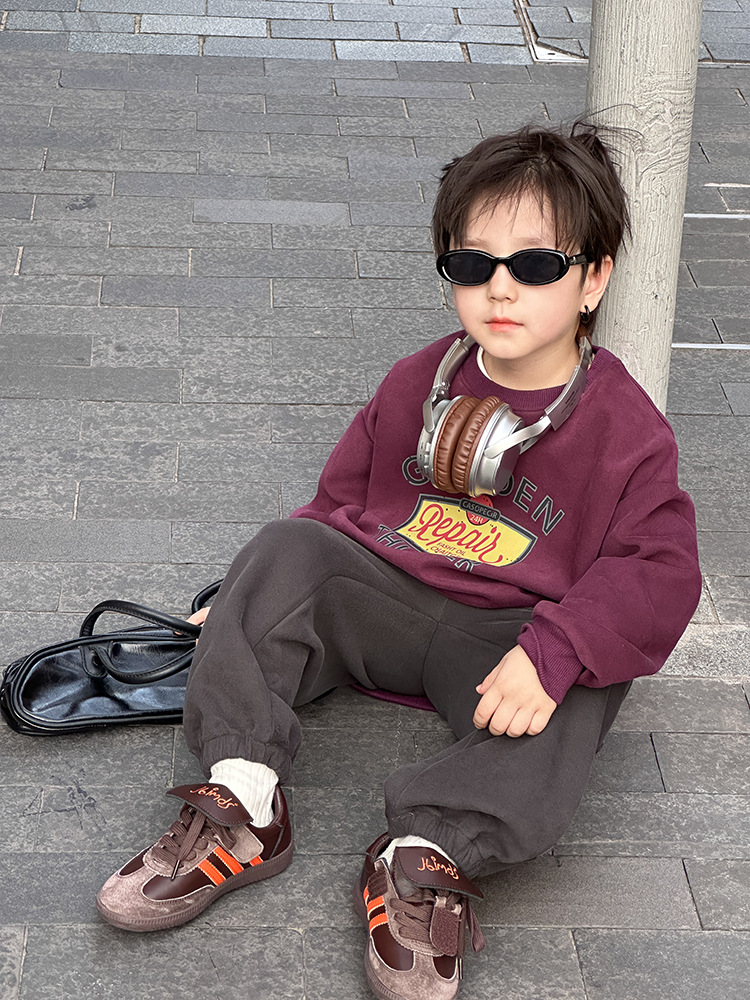 艾摩贝贝中小大儿童宽松可爱卡通卫衣男女童2025春圆领BOBO上衣潮详情36