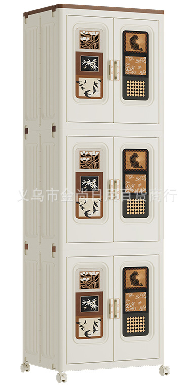 北欧中古风黑衣柜家用塑料收纳柜简约现代玄关柜酒柜储物柜收纳柜详情4