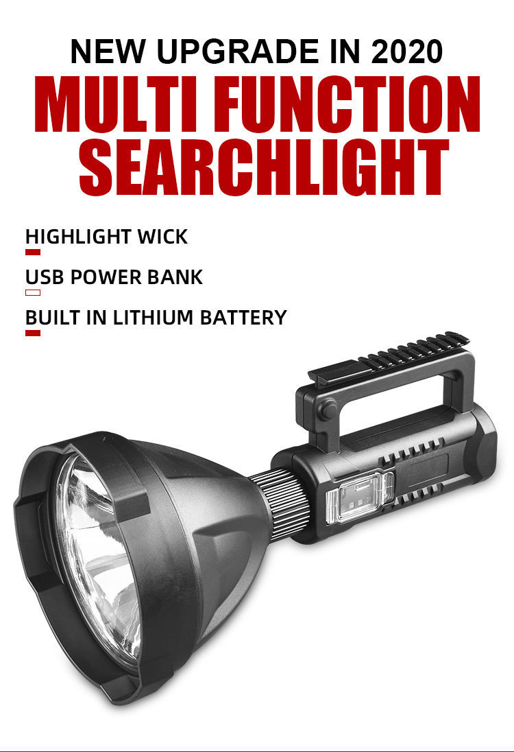 The new cross-border P70 high-intensity searchlight, USB charging emergency light, outdoor waterproof large light cup, LED portable light pic 1