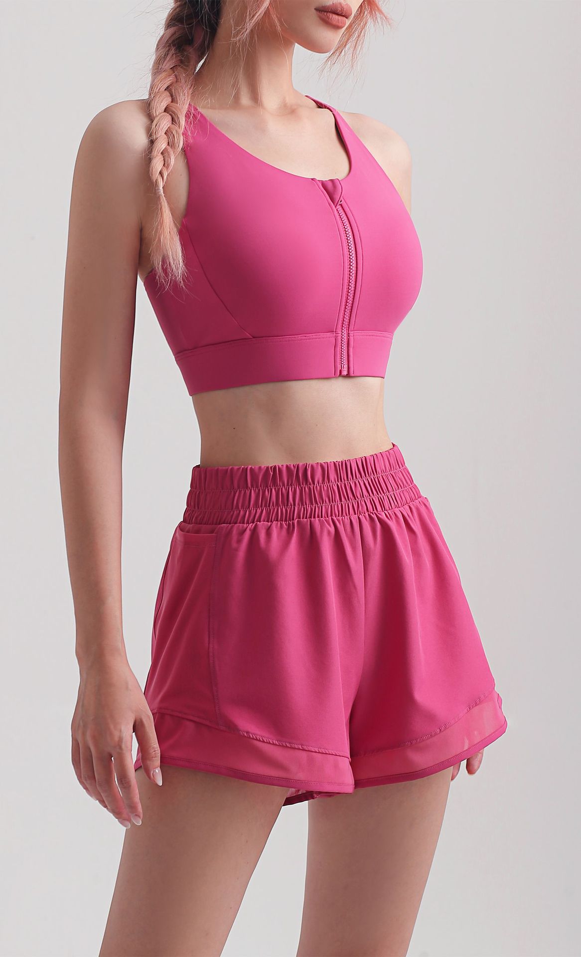 SS Medium-strength cool-feel zipper shock-absorbing sports underwear for women, summer nude feel, beautiful back yoga bra, running fitness vest pic 18
