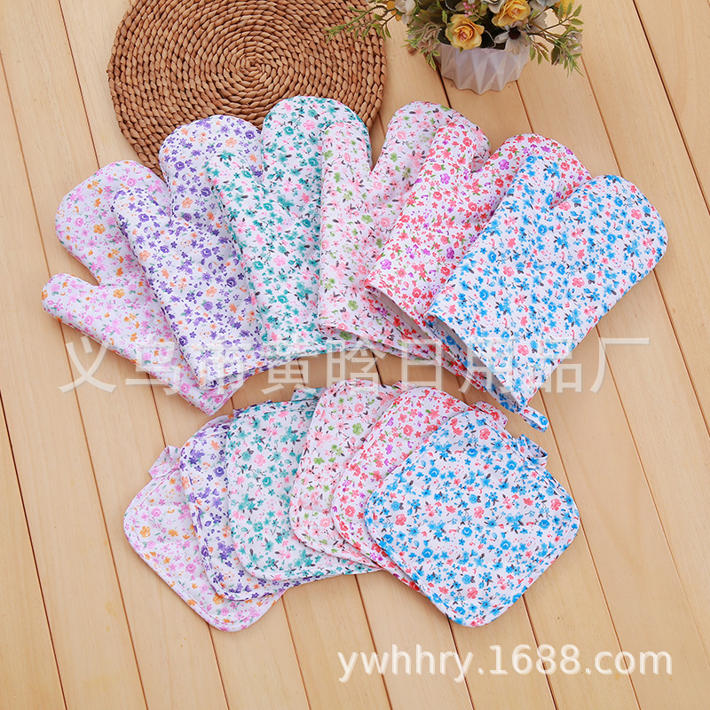 【 Chi Jia 】 Microwave Oven Glove Pad Two-piece Set Thickened and enlarged heat-resistant oven baking gloves pic 1
