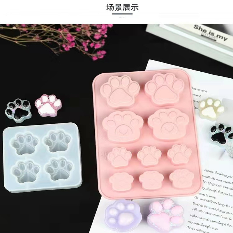 10-piece dog footprint silicone cake mold, cat paw handmade soap mold, cold-made soap, baby food candle mold, and epoxy resin mold pic 3