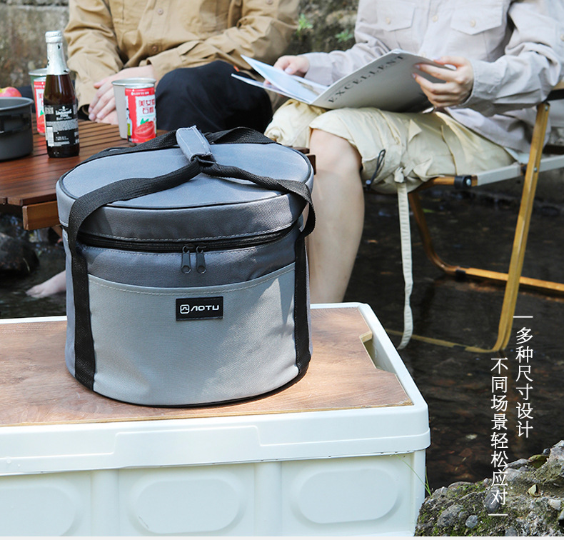 大号户外炊具餐具套锅气罐防撞野餐包 收纳包野炊手提包 圆筒冰包详情2