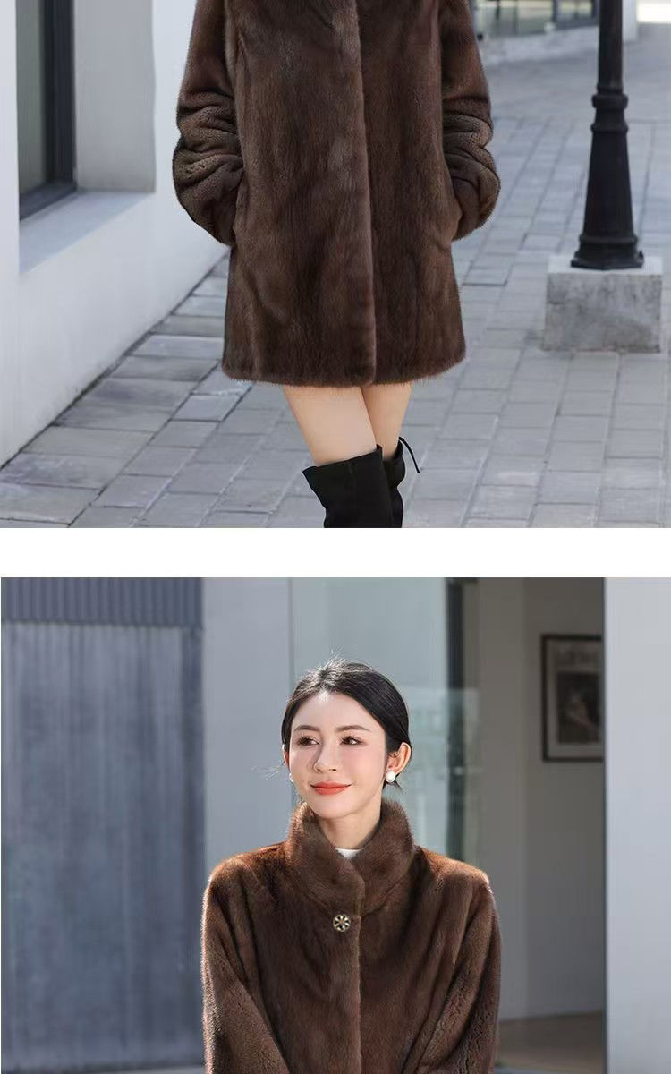 貂皮大衣女冬季新款整貂皮外套中老年貂绒仿皮草中长款加厚妈妈装详情6