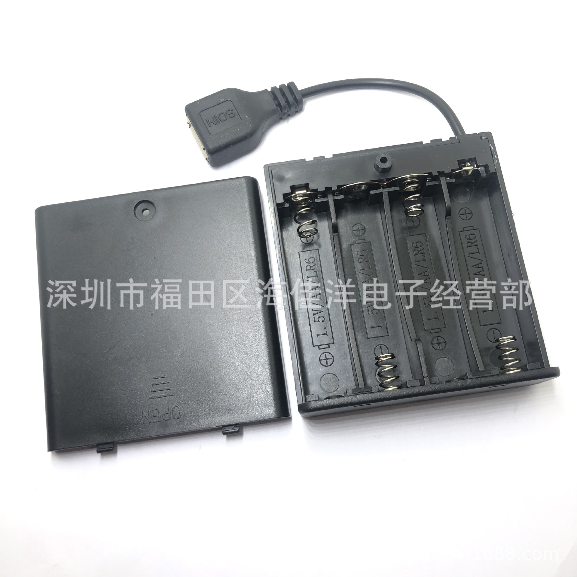 5号4节带盖带开关USB电池盒 4AA to USB电池盒6V 五号四节带盖详情2